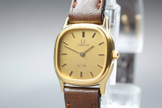 Omega De Ville Womens Quartz Watch Cal.1455 20mm Gold Dial From JAPAN [Exc+5]