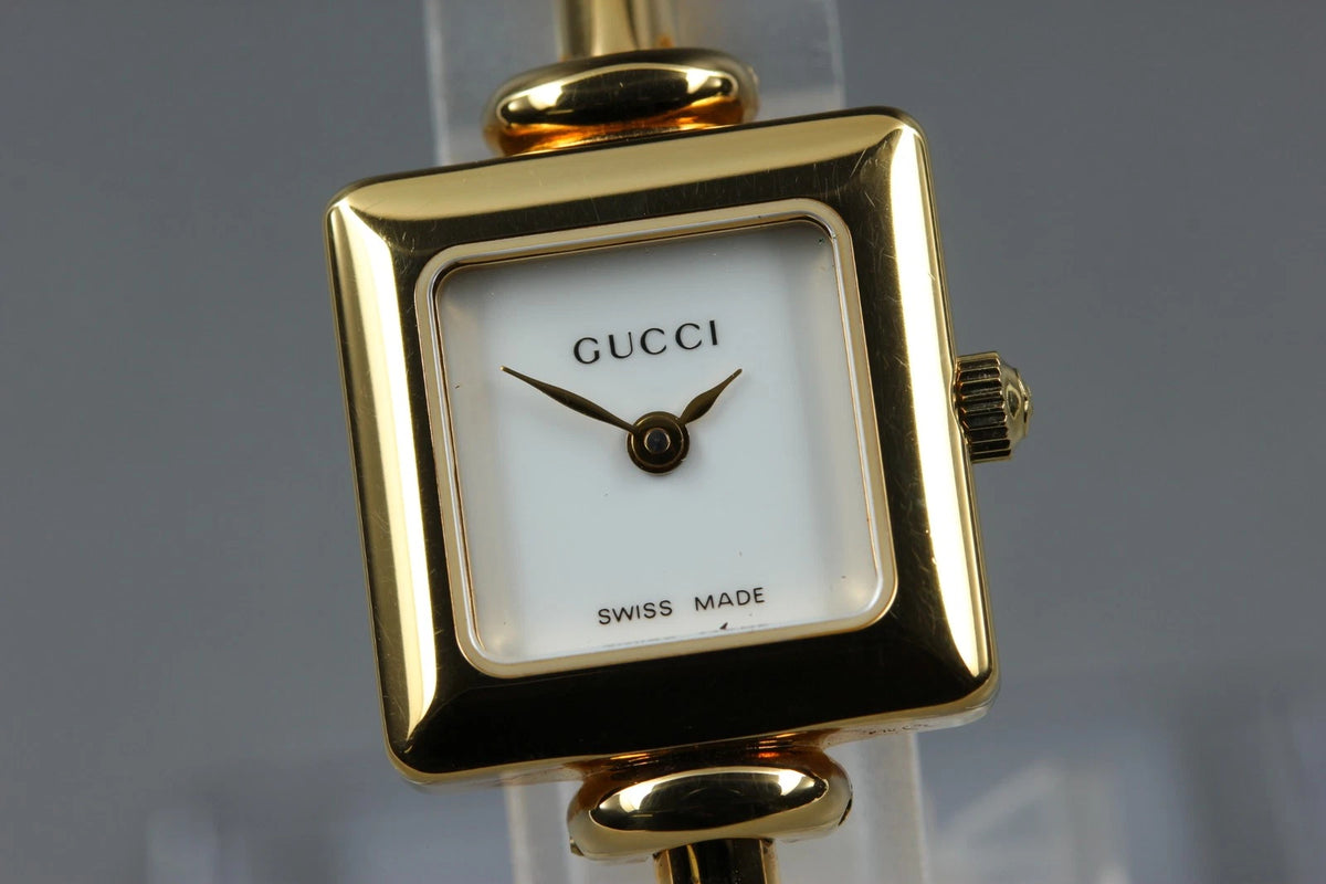 Gucci 1900L 20mm Womens Quartz Watch Gold White Dial [Near MINT w/ Case]