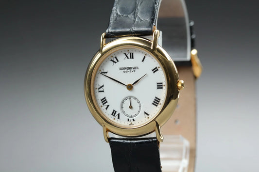 Raymond Weil Mens Quartz Watch 9808 Small Second 32mm White Dial [Near MINT]