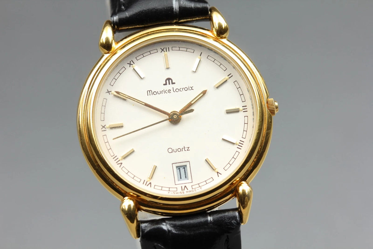 Maurice Lacroix Les Classiques 92964 Men's Watch White Dial Date Qz [Near MINT]