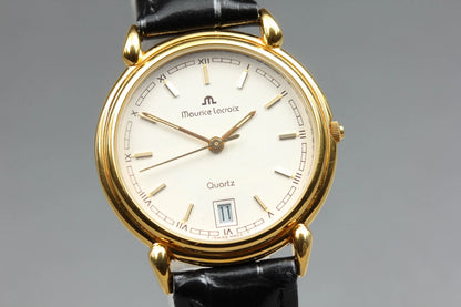 Maurice Lacroix Les Classiques 92964 Men's Watch White Dial Date Qz [Near MINT]