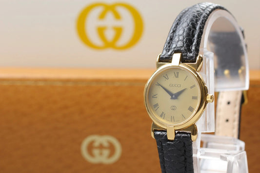 Gucci Womens Quartz Watch 3400L 23mm Gold Dial From JAPAN [Near MINT w/ Box]