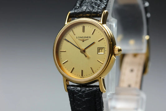 Longines Womens Quartz Watch L4.136.2 24mm Gold Dial Date [Near MINT w/ Paper]