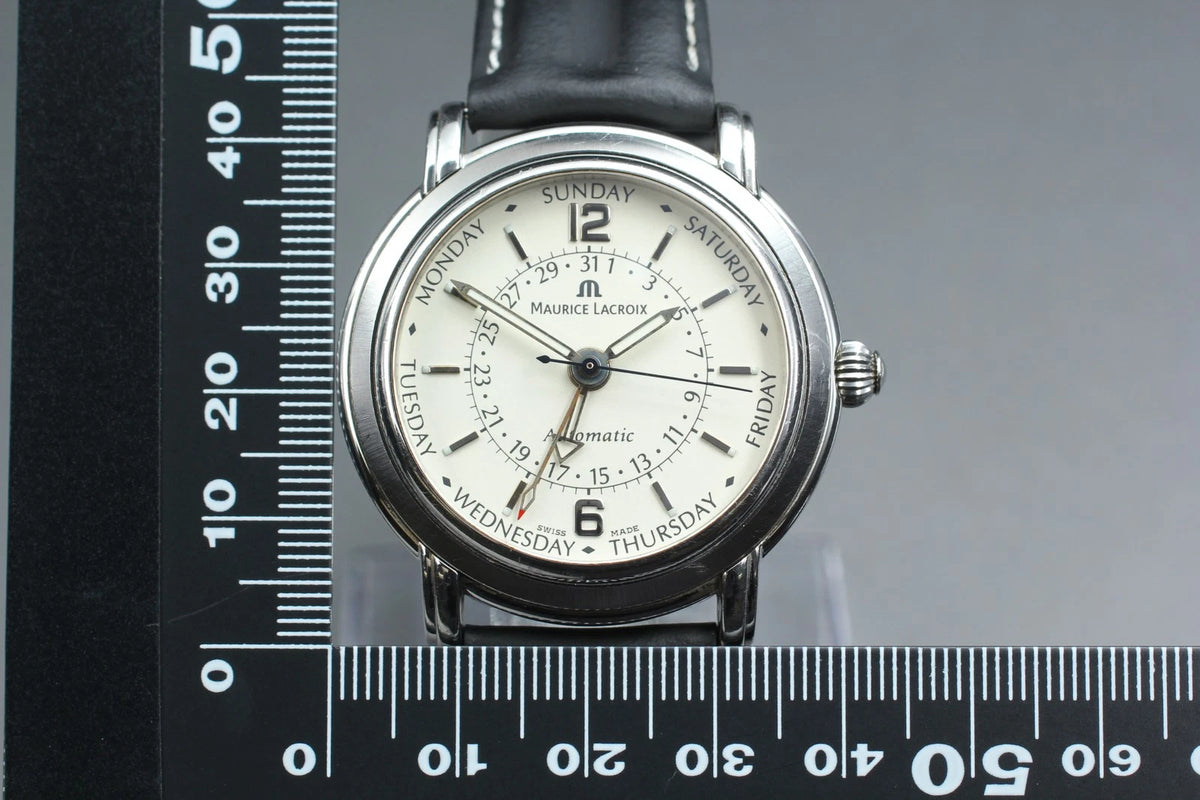 Maurice Lacroix 27857 Silver Day Date Automatic Men's Watch [Near MINT w/ Box]