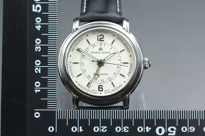 Maurice Lacroix 27857 Silver Day Date Automatic Men's Watch [Near MINT w/ Box]