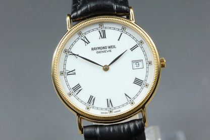 Raymond Weil Geneve Mens Quartz Watch 5514-2 32mm White Dial Date [Near MINT]