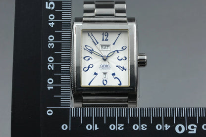 Oris Rectangular 585-7525-40-02 30mm Men Automatic Watch Silver Date [Near MINT]