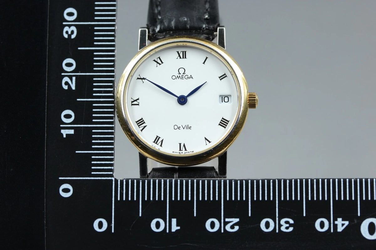 OMEGA De Ville Mens Quartz Watch Cal.1479 596 2579 25mm White Dial [Near MINT]
