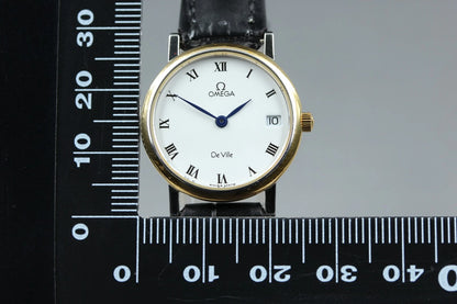 OMEGA De Ville Mens Quartz Watch Cal.1479 596 2579 25mm White Dial [Near MINT]
