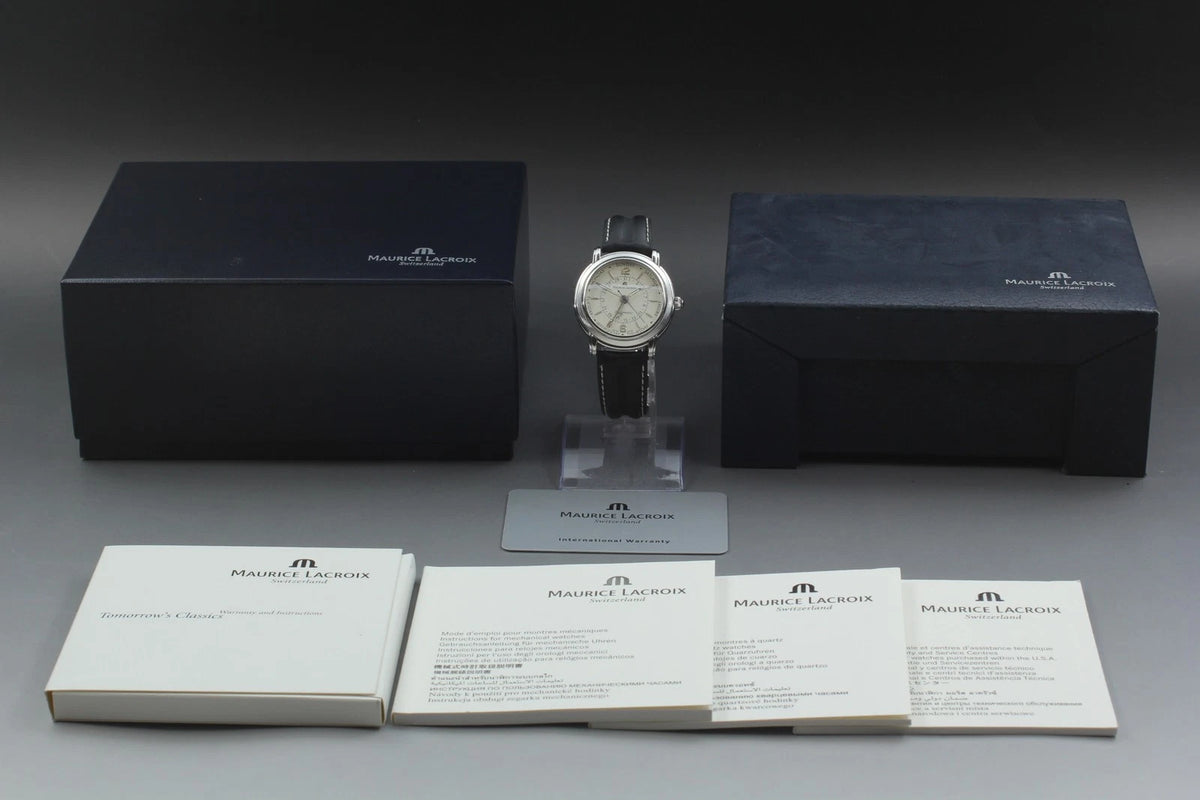 Maurice Lacroix 27857 Silver Day Date Automatic Men's Watch [Near MINT w/ Box]