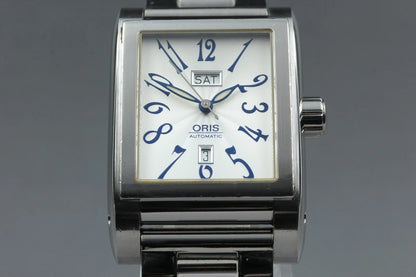 Oris Rectangular 585-7525-40-02 30mm Men Automatic Watch Silver Date [Near MINT]