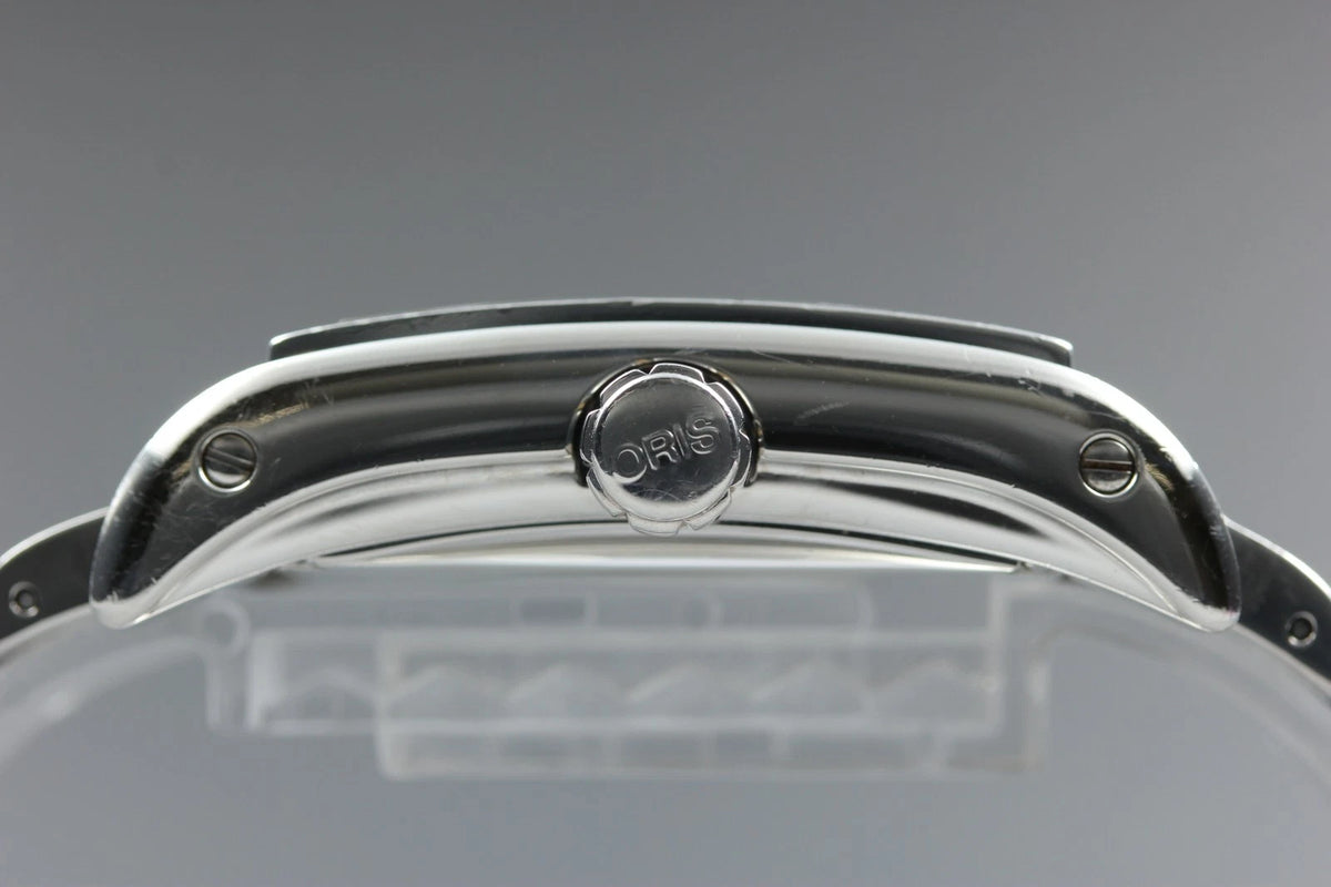 Oris Rectangular 585-7525-40-02 30mm Men Automatic Watch Silver Date [Near MINT]