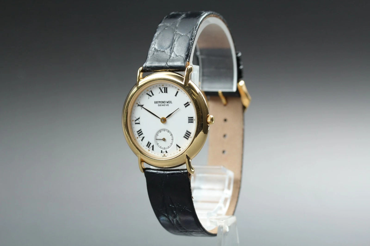 Raymond Weil Mens Quartz Watch 9808 Small Second 32mm White Dial [Near MINT]