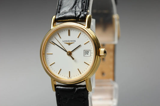 Longines Women Quartz Watch L4.220.2 24mm White Stick Dial Date [Near MINT]