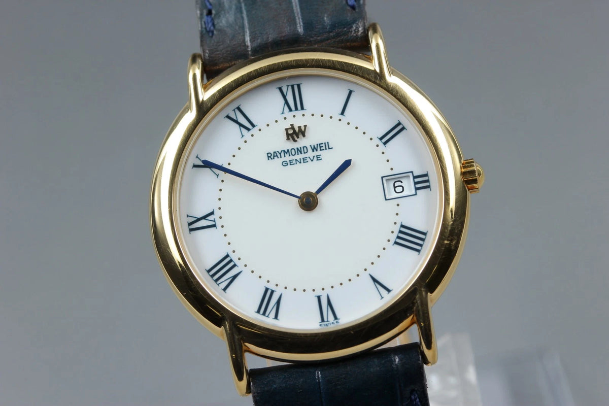 Vintage Raymond Weil Geneve 9140 32mm Mens Quartz Watch White Dial [Near MINT]