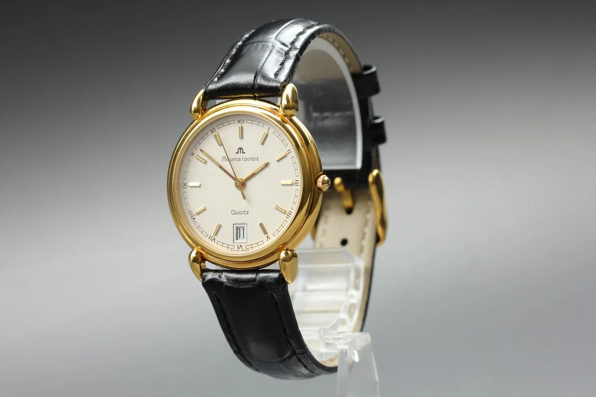 Maurice Lacroix Les Classiques 92964 Men's Watch White Dial Date Qz [Near MINT]