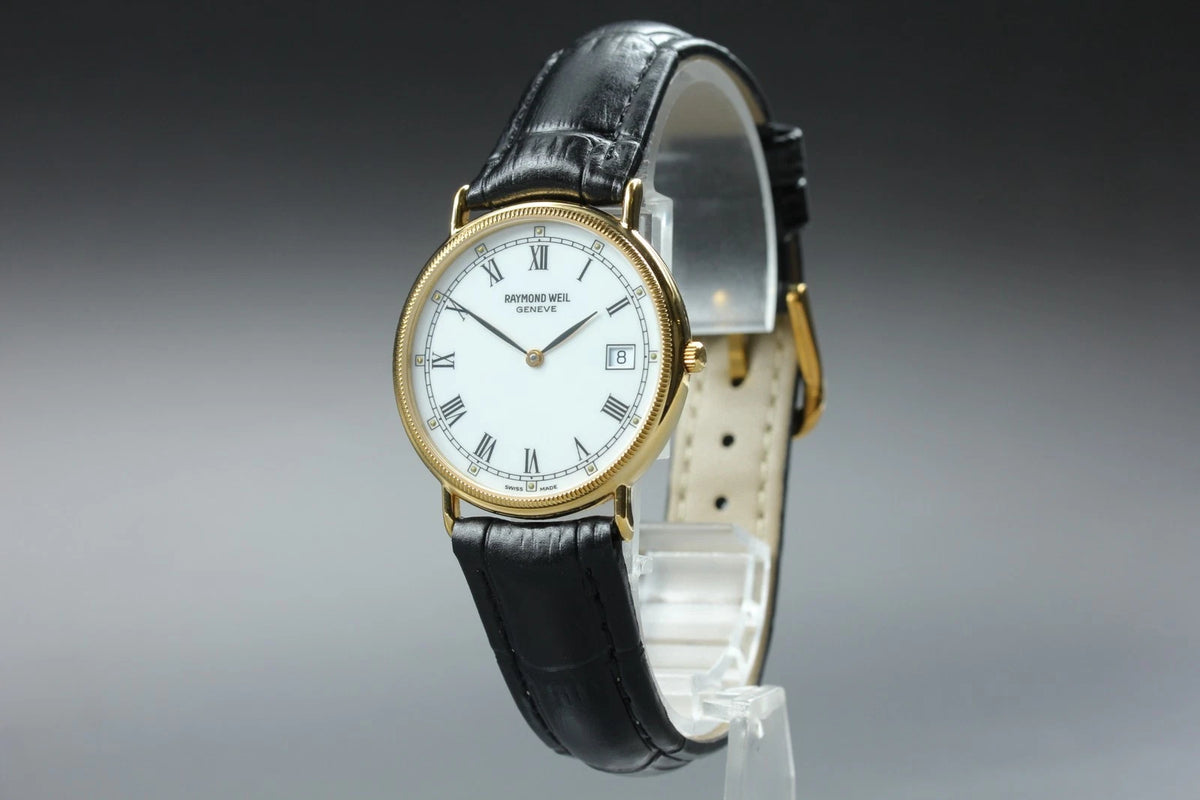 Raymond Weil Geneve Mens Quartz Watch 5514-2 32mm White Dial Date [Near MINT]