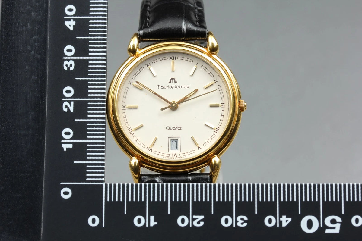 Maurice Lacroix Les Classiques 92964 Men's Watch White Dial Date Qz [Near MINT]