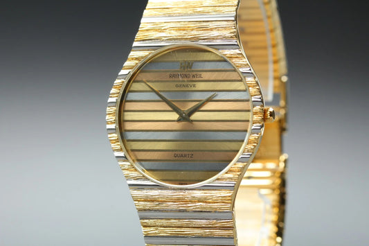 Raymond Weil Geneve Mens Quartz Watch 9122 33mm Gold Silver Dial [Exc+5]