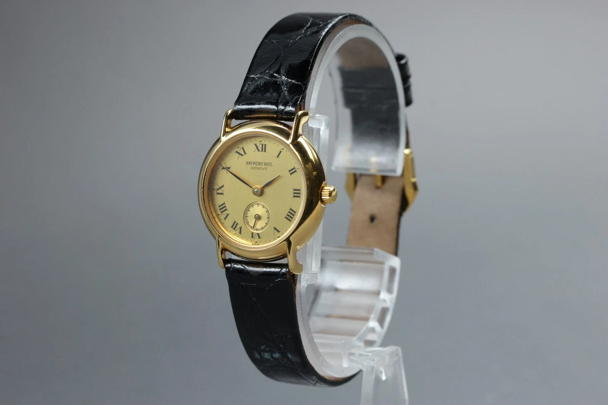 Raymond Weil Womens Quartz Watch 9809 24mm Gold Dial Small Second [Near MINT]