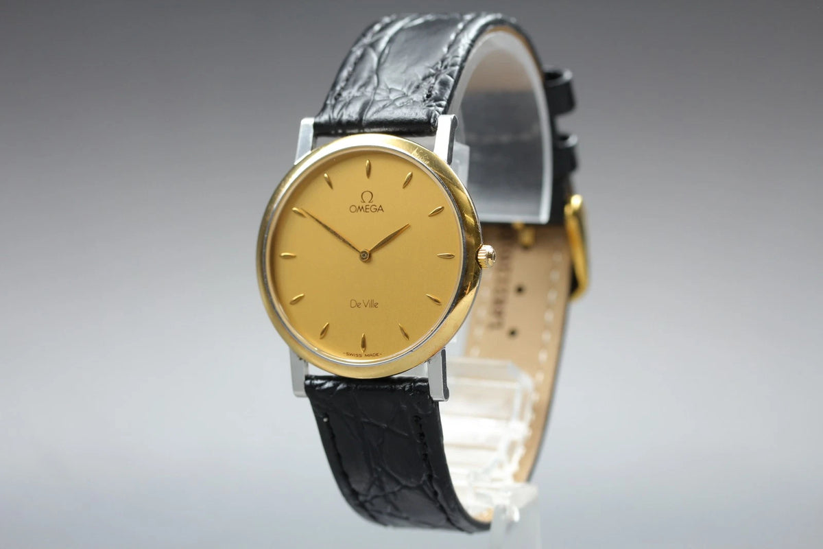 Omega De Ville Mens Quartz Watch Cal.1378 195.2378 33mm Gold Dial [Near MINT]