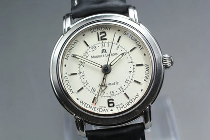 Maurice Lacroix 27857 Silver Day Date Automatic Men's Watch [Near MINT w/ Box]
