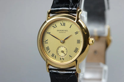 Raymond Weil Womens Quartz Watch 9809 24mm Gold Dial Small Second [Near MINT]