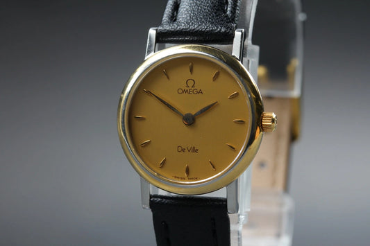 OMEGA De Ville Womens Quartz Watch Cal.1471 595 1111 23mm Gold Dial [Near MINT]