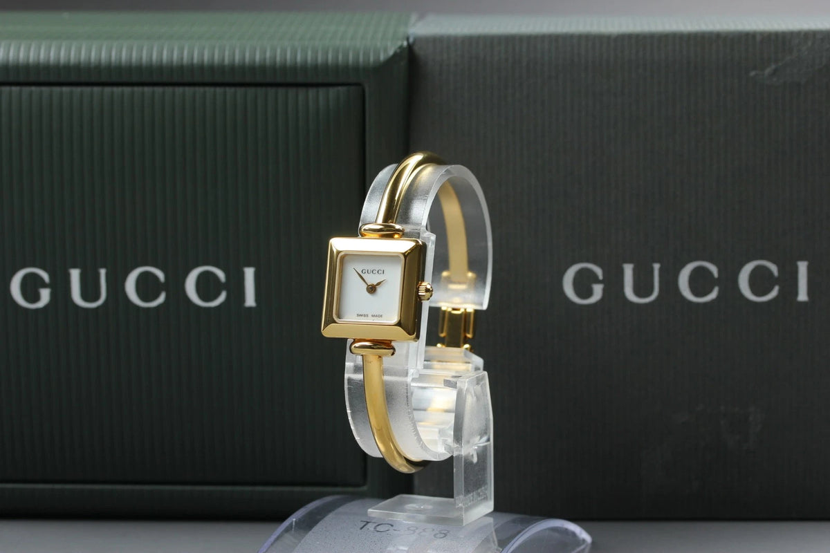 Gucci 1900L 20mm Womens Quartz Watch Gold White Dial [Near MINT w/ Case]