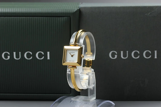 Gucci 1900L 20mm Womens Quartz Watch Gold White Dial [Near MINT w/ Case]