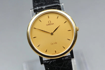 Omega De Ville Mens Quartz Watch Cal.1378 195.2378 33mm Gold Dial [Near MINT]