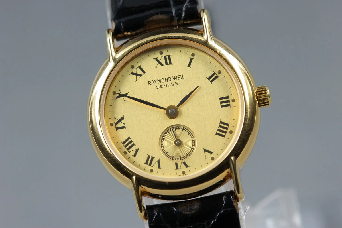 Raymond Weil Womens Quartz Watch 9809 24mm Gold Dial Small Second [Near MINT]