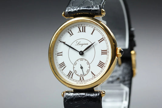 Longines Mens Hand-Winding Watch L846.4 Small Second 32mm White Dial [Near MINT]