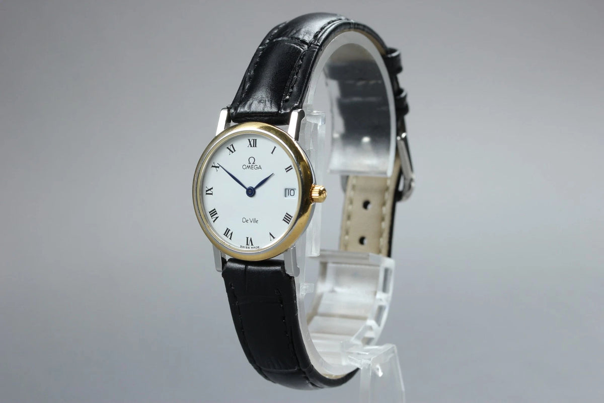 OMEGA De Ville Mens Quartz Watch Cal.1479 596 2579 25mm White Dial [Near MINT]