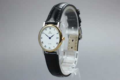 OMEGA De Ville Mens Quartz Watch Cal.1479 596 2579 25mm White Dial [Near MINT]