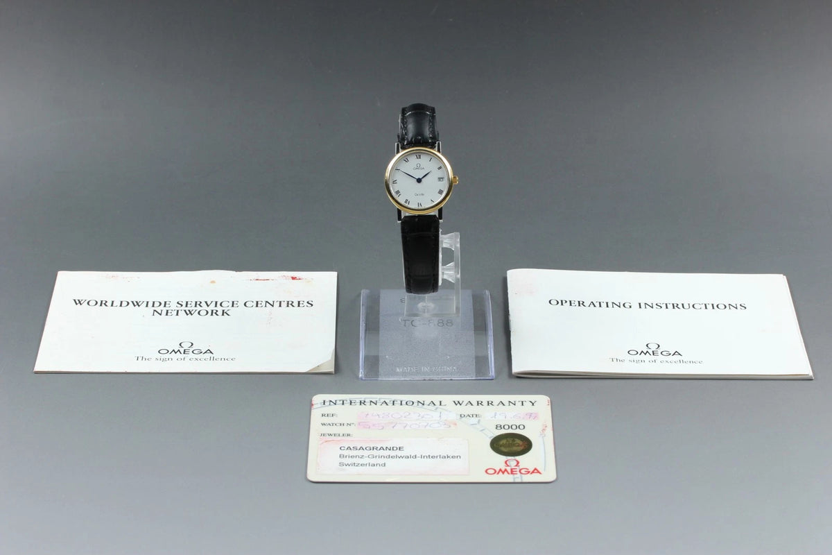 OMEGA De Ville Mens Quartz Watch Cal.1479 596 2579 25mm White Dial [Near MINT]