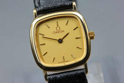 Omega De Ville Womens Quartz Watch 595.0098 21mm Gold Dial [Near MINT]