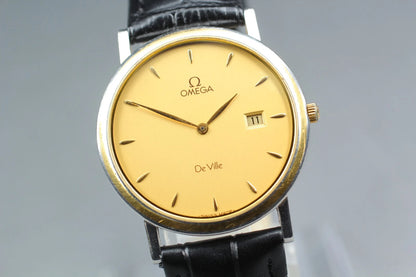 Omega De Ville Mens Quartz Watch Cal.1379 196 2379 32mm Gold Dial [Near MINT]