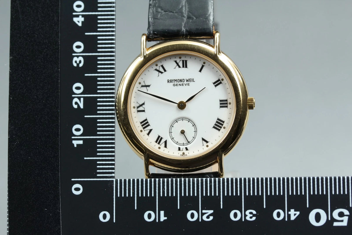Raymond Weil Mens Quartz Watch 9808 Small Second 32mm White Dial [Near MINT]