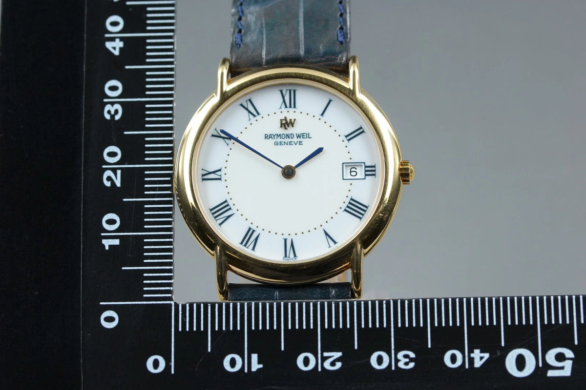 Vintage Raymond Weil Geneve 9140 32mm Mens Quartz Watch White Dial [Near MINT]