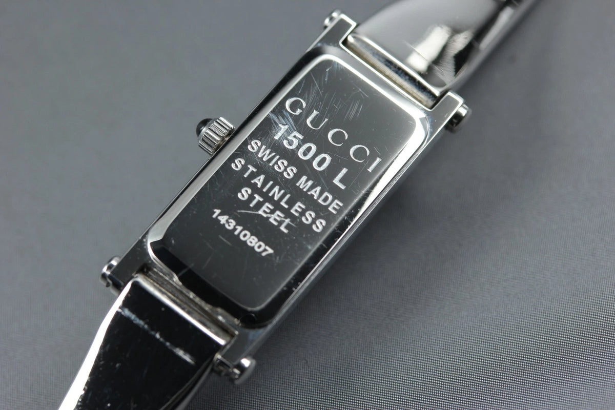 GUCCI 1500L Womens Quartz Watch Silver 1P Diamond Shell Pink Dial [Near MINT]
