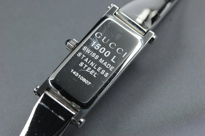 GUCCI 1500L Womens Quartz Watch Silver 1P Diamond Shell Pink Dial [Near MINT]