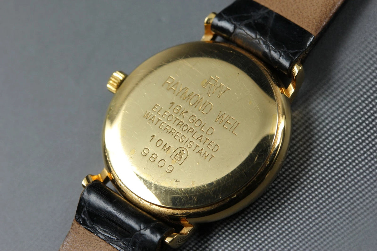 Raymond Weil Womens Quartz Watch 9809 24mm Gold Dial Small Second [Near MINT]