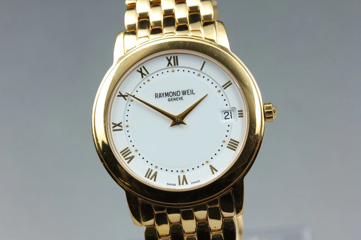 Raymond Weil Geneve Mens Quartz Watch 5598 35mm White Dial Date [Near MINT]