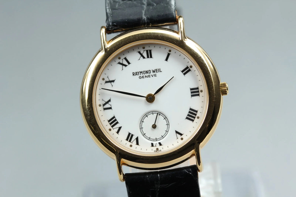 Raymond Weil Mens Quartz Watch 9808 Small Second 32mm White Dial [Near MINT]