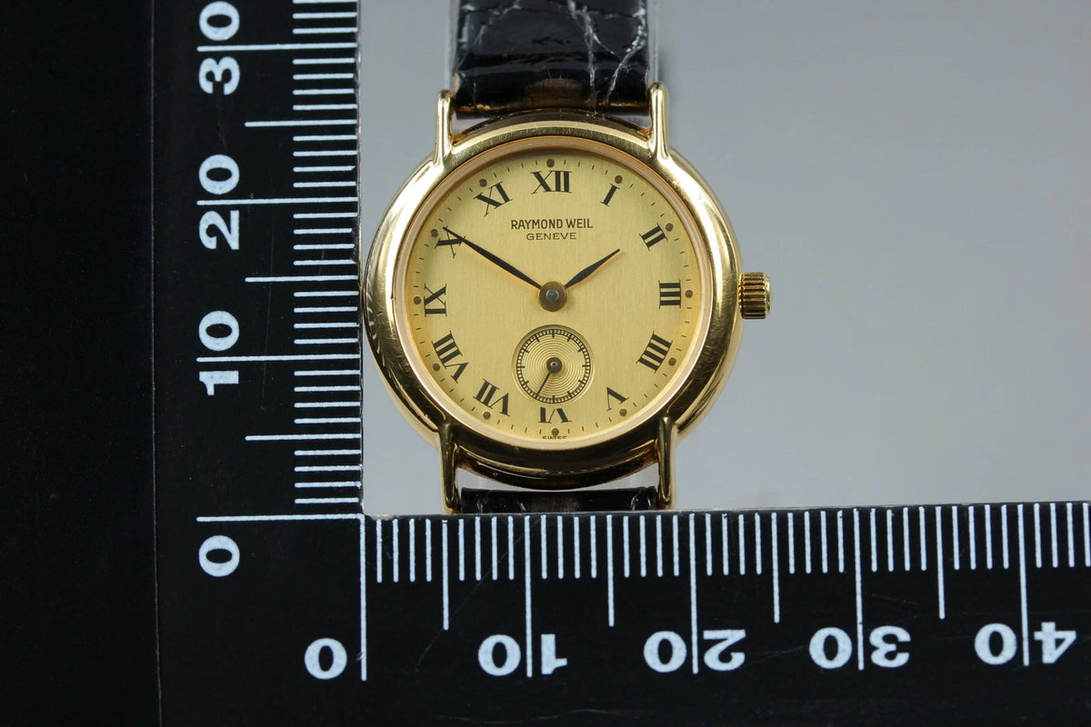 Raymond Weil Womens Quartz Watch 9809 24mm Gold Dial Small Second [Near MINT]