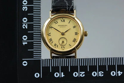 Raymond Weil Womens Quartz Watch 9809 24mm Gold Dial Small Second [Near MINT]