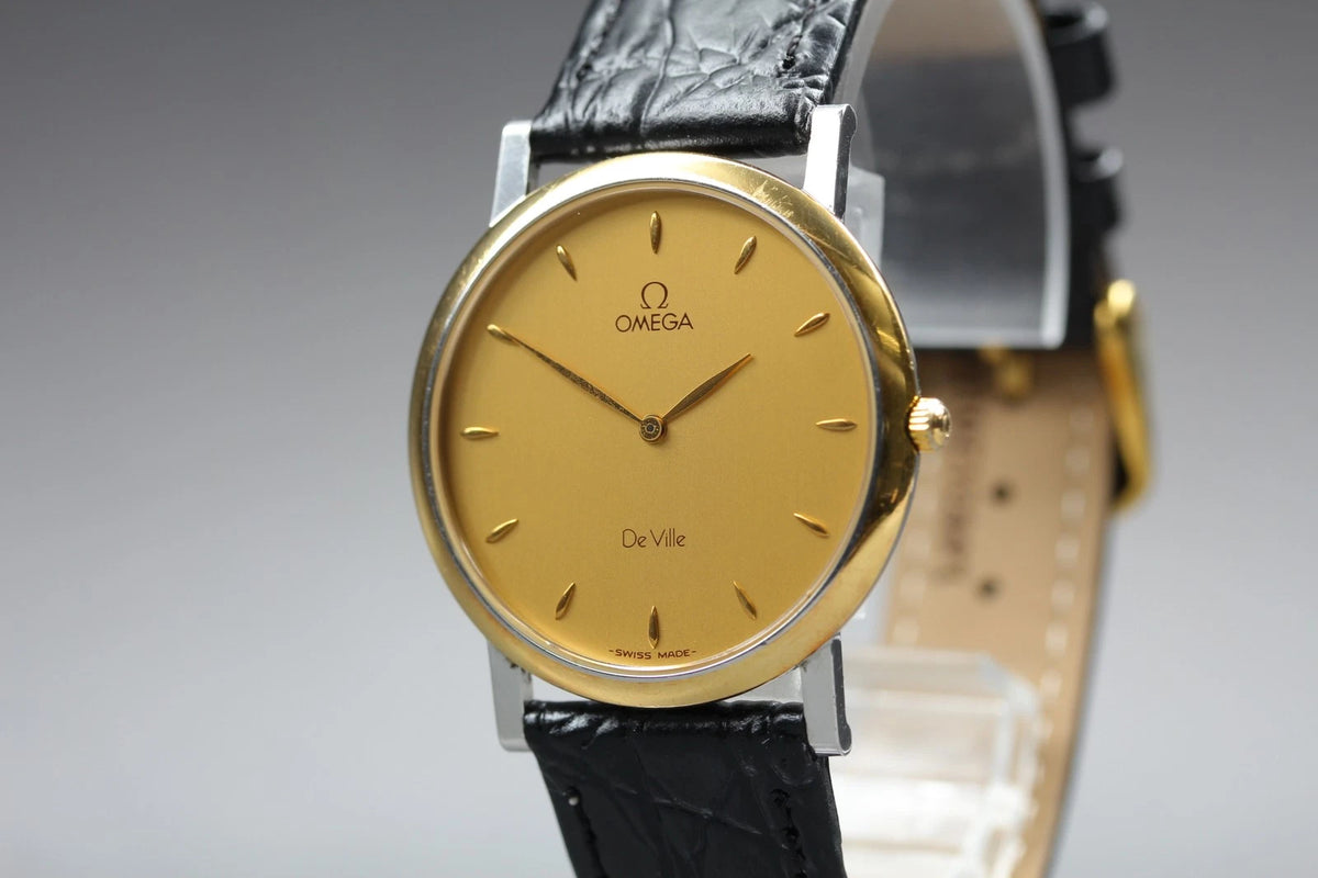 Omega De Ville Mens Quartz Watch Cal.1378 195.2378 33mm Gold Dial [Near MINT]