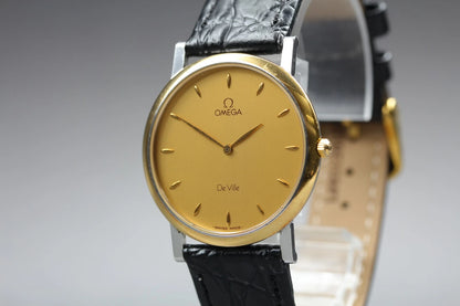 Omega De Ville Mens Quartz Watch Cal.1378 195.2378 33mm Gold Dial [Near MINT]