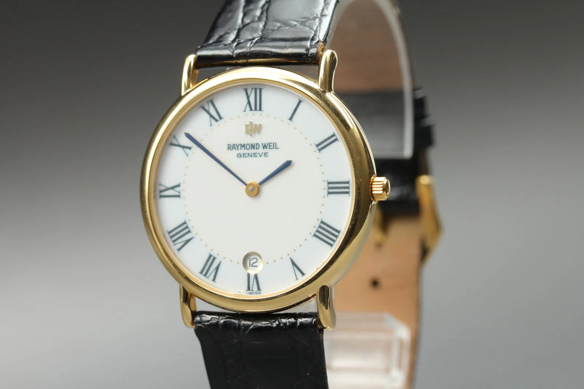 Raymond Weil Geneve 9124-2 Mens Quartz Watch 32mm White Dial Date [Near MINT]